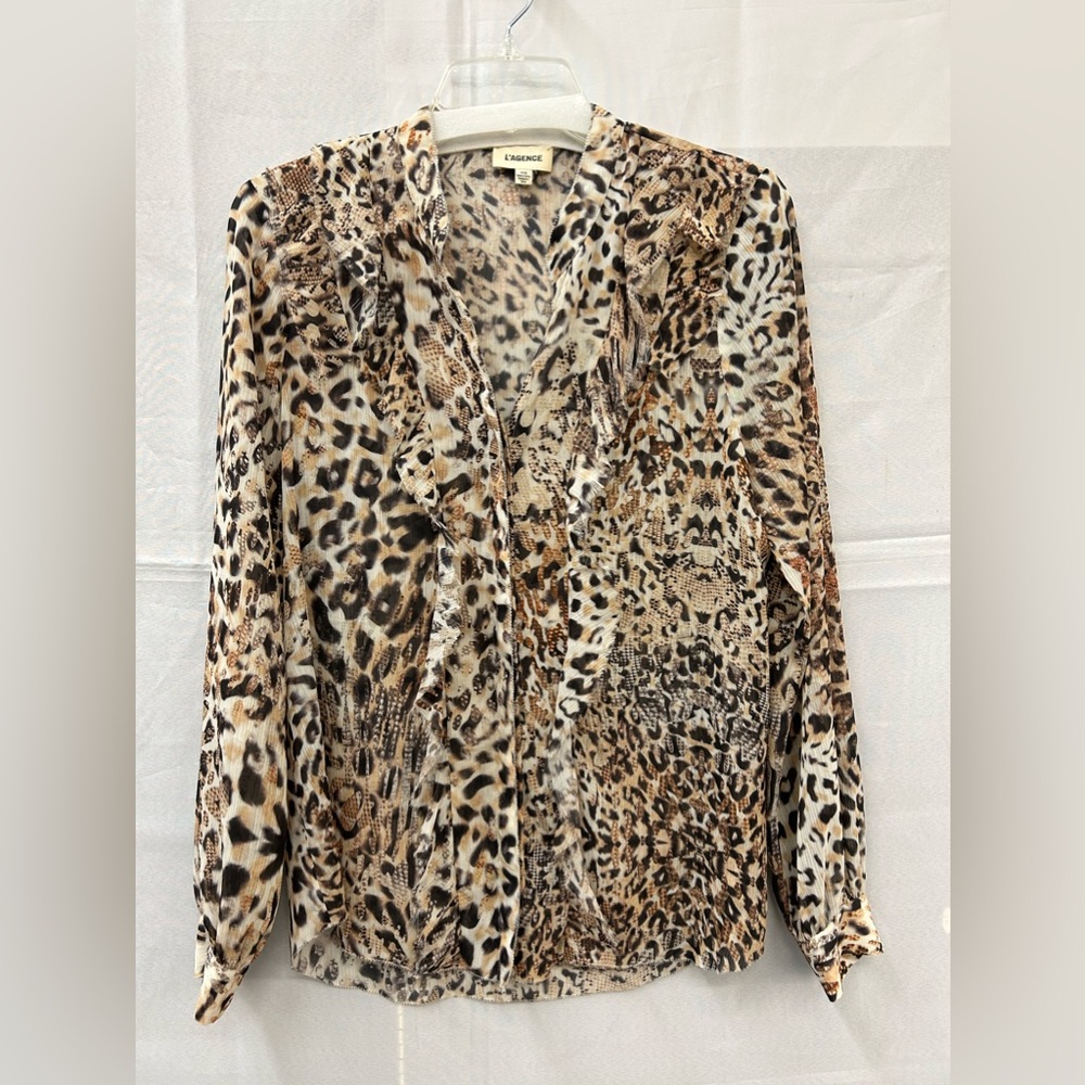 L’AGENCE Cheetah Print Blouse